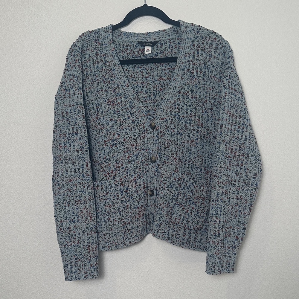 Women's Supplies Speckled Light Teal Cardigan Sweater. Size M